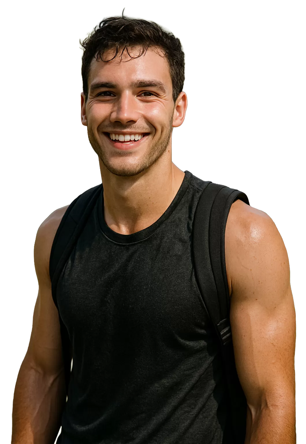 smiling college student wearing a backpack