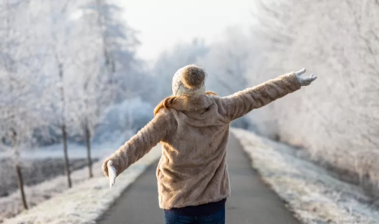 Woman walking in winter