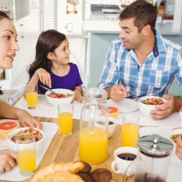 family eating breakfast