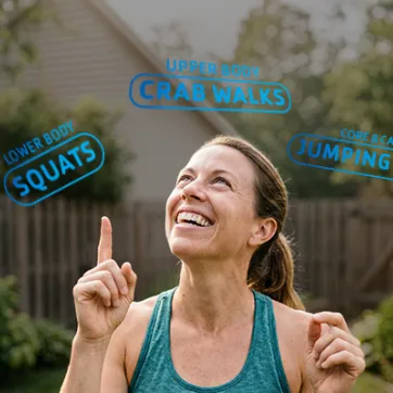 woman building her own workout in her backyard
